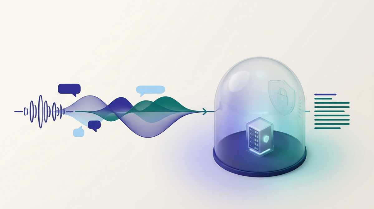 Spoken conversation turned into structured notes inside a secure, self-hosted enclosure