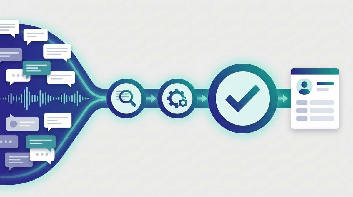 A pipeline turning WhatsApp messages and voice notes into structured CRM records